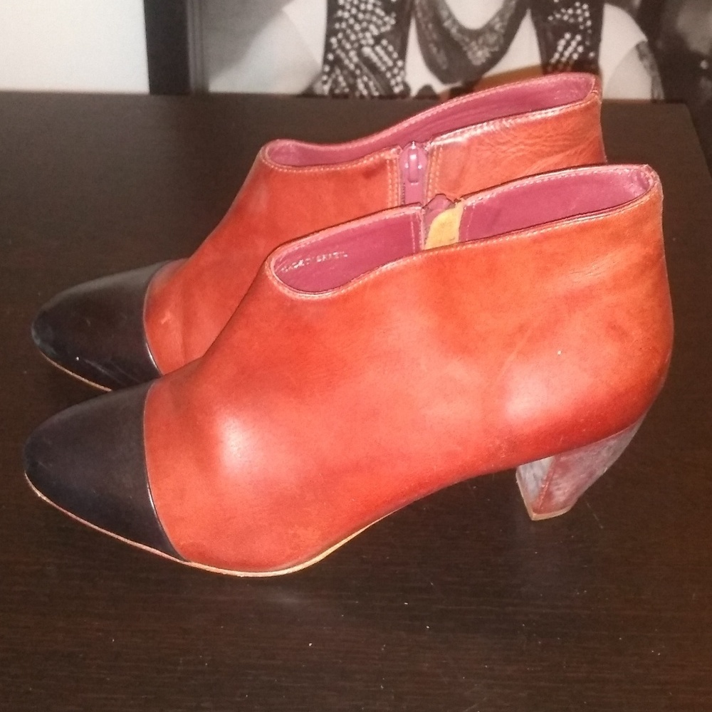 Loeffler Randall Red and Black Ankle Boots